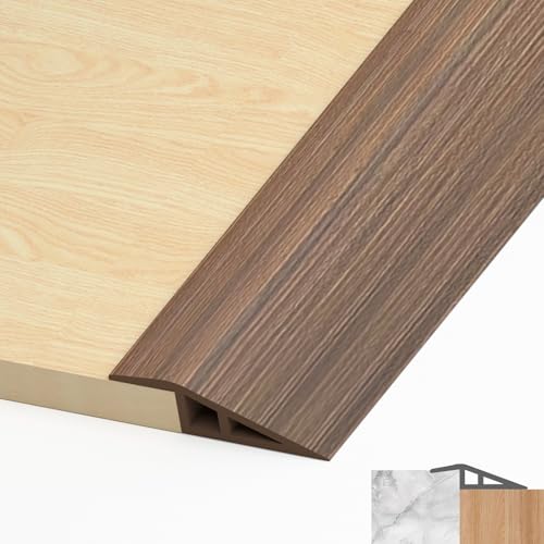 LIHIQIYA PVC Türschwellen Leiste, Übergangsprofil Selbstklebend, Übergangsleiste Boden Höhenausgleich Abdeckleiste für Parkettböden Laminate Schwellen (Dunkelbraunes Holz, 5mm bis 10mm, 1M) von LIHIQIYA