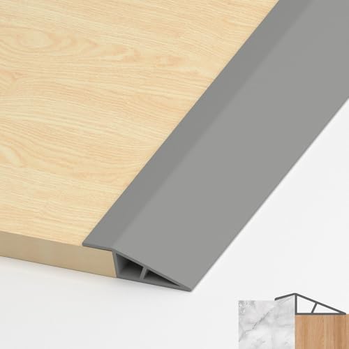 LIHIQIYA PVC Türschwellen Leiste, Übergangsprofil Selbstklebend, Übergangsleiste Boden Höhenausgleich Abdeckleiste für Parkettböden Laminate Schwellen (Grau, 10mm bis 15mm, 3M) von LIHIQIYA