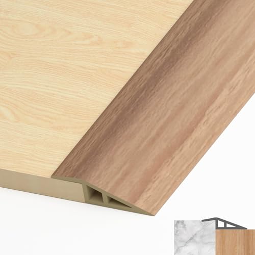LIHIQIYA PVC Türschwellen Leiste, Übergangsprofil Selbstklebend, Übergangsleiste Boden Höhenausgleich Abdeckleiste für Parkettböden Laminate Schwellen (Weiß Eiche, 5mm bis 10mm, 1M) von LIHIQIYA