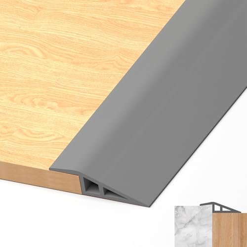 LIHIQIYA PVC Übergangsprofil Selbstklebend Grau, 5CMx1M Türschwellen Leiste Wasserdicht Übergangsleiste Selbstklebend Tür Leisten Boden Höhenausgleich Abdeckleiste für Parkettböden Laminate Schwellen von LIHIQIYA