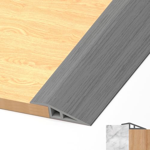 LIHIQIYA PVC Übergangsprofil Selbstklebend Grau, 5CMx2M Türschwellen Leiste Wasserdicht Übergangsleiste Selbstklebend Tür Leisten Boden Höhenausgleich Abdeckleiste für Parkettböden Laminate Schwellen von LIHIQIYA