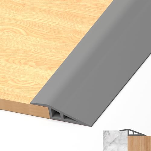 LIHIQIYA PVC Übergangsprofil Selbstklebend Grau, 5CMx2M Türschwellen Leiste Wasserdicht Übergangsleiste Selbstklebend Tür Leisten Boden Höhenausgleich Abdeckleiste für Parkettböden Laminate Schwellen von LIHIQIYA