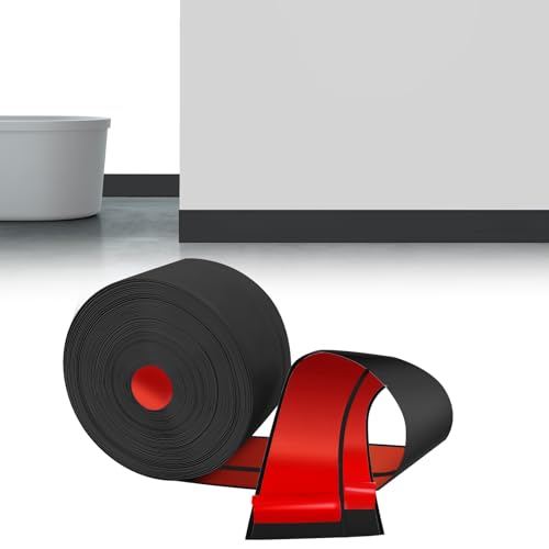 LIHIQIYA Weichsockelleiste Selbstklebend Schwarz, 18M Sockelleiste Selbstklebende, 50x20mm Knickleiste Abschlussleiste PVC, Flexibel Knickleiste, Bodenleiste Abschlussleiste für Bad Küche Badezimmer von LIHIQIYA