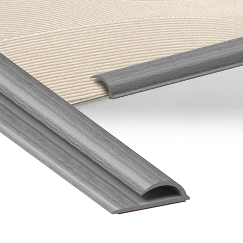 LIHIQIYA Randleiste Selbstklebende für Teppiche, 1m PVC Übergangsleiste Boden, Grau Holzmaserung Übergangsleiste von Teppich, Teppicheinfassband Selbstklebend Übergangsprofil für Fußmatte, Türkanten von LIHIQIYA