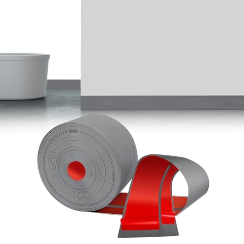 LIHIQIYA Weichsockelleiste Selbstklebend Grau, 25M Sockelleiste Selbstklebende, 50x20mm Knickleiste Abschlussleiste aus PVC, Flexibel Knickleiste, Bodenleiste Abschlussleiste für Bad Küche Badezimmer von LIHIQIYA