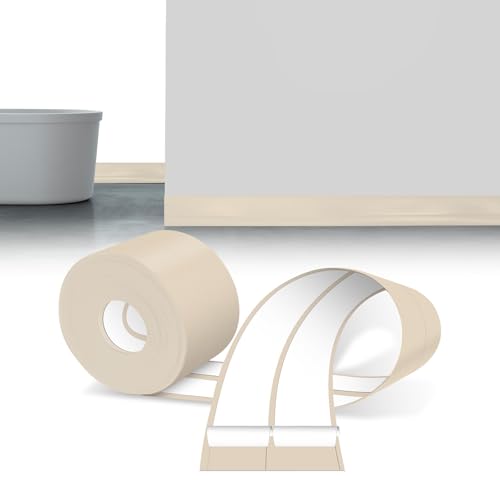 LIHIQIYA Weichsockelleiste Selbstklebend Beige, 6M Sockelleiste Selbstklebende, 30x30mm Knickleiste Abschlussleiste aus PVC, Flexibel Knickleiste, Bodenleiste Abschlussleiste für Bad Küche Badezimmer von LIHIQIYA