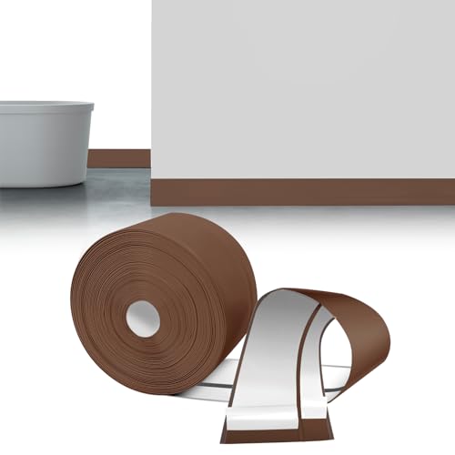 LIHIQIYA Weichsockelleiste Selbstklebend Braun, 3M Sockelleiste Selbstklebende, 50x20mm Knickleiste Abschlussleiste aus PVC, Flexibel Knickleiste, Bodenleiste Abschlussleiste für Bad Küche Badezimmer von LIHIQIYA
