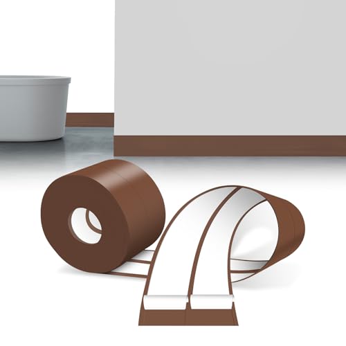 LIHIQIYA Weichsockelleiste Selbstklebend Braun, 6M Sockelleiste Selbstklebende, 30x30mm Knickleiste Abschlussleiste aus PVC, Flexibel Knickleiste, Bodenleiste Abschlussleiste für Bad Küche Badezimmer von LIHIQIYA