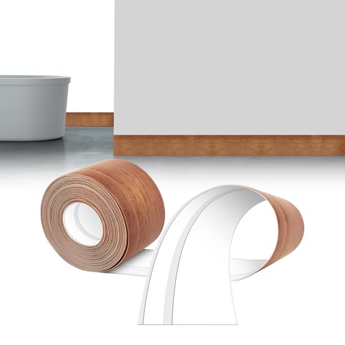 LIHIQIYA Weichsockelleiste Selbstklebend Gelb Eiche, 6M Sockelleiste Selbstklebende, 50x20mm Knickleiste Abschlussleiste PVC, Flexibel Knickleiste Bodenleiste Abschlussleiste für Bad Küche Badezimmer von LIHIQIYA