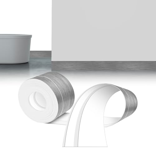 LIHIQIYA Weichsockelleiste Selbstklebend Holz Grau, 12M Sockelleiste Selbstklebende, 50x20mm Knickleiste Abschlussleiste PVC, Flexibel Knickleiste Bodenleiste Abschlussleiste für Bad Küche Badezimmer von LIHIQIYA
