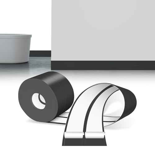 LIHIQIYA Weichsockelleiste Selbstklebend Schwarz, 6M Sockelleiste Selbstklebende, 30x30mm Knickleiste Abschlussleiste PVC, Flexibel Knickleiste, Bodenleiste Abschlussleiste für Bad Küche Badezimmer von LIHIQIYA
