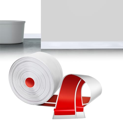 LIHIQIYA Weichsockelleiste Selbstklebend Weiß, 3M Sockelleiste Selbstklebende, 50x20mm Knickleiste Abschlussleiste aus PVC, Flexibel Knickleiste, Bodenleiste Abschlussleiste für Bad Küche Badezimmer von LIHIQIYA