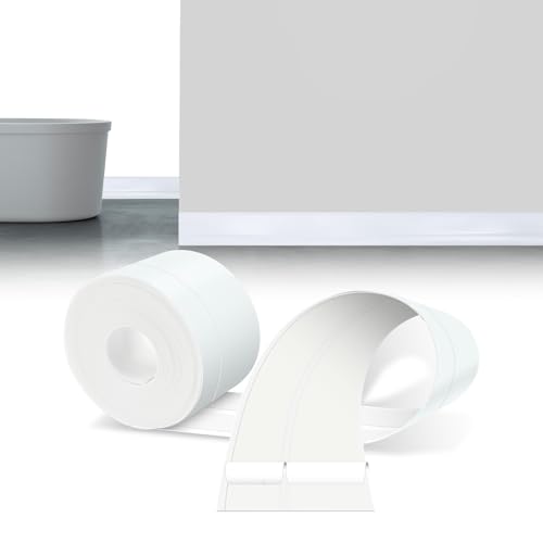 LIHIQIYA Weichsockelleiste Selbstklebend Weiß, 6M Sockelleiste Selbstklebende, 23x32mm Knickleiste Abschlussleiste aus PVC, Flexibel Knickleiste, Bodenleiste Abschlussleiste für Bad Küche Badezimmer von LIHIQIYA
