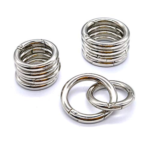 20 Stück 30mm Rund Karabiner 28mm Frühling Snap Clips Zinklegierung Klein O-Ring Karabinerring (Silver) von LIHUADE