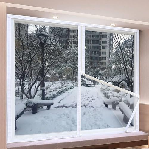 Isolierfolie Panel-Isolierung 60 x 120 cm Staubdicht Winddicht Kälteschutz Thermisch Isolierter Türvorhang Ohne Bohren für Schiebetüren, Klimaanlagenraum, Weiß von LIHUANE