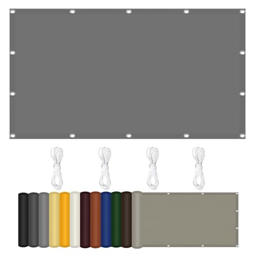 Kleines Sonnensegel 100 x 300 cm Anpassbare Größe Rechteckige Markise im Viele Größe Und Farben für Balkon Terrasse Schwimmbad Überdachung, Hellgrau von LIHUANE