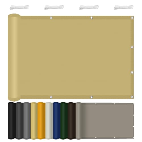Kleines Sonnensegel 300 x 330 cm Sonnenschutz Wetterbeständig Rechteckige Markise mit Befestigungsseilen für Balkon Terrasse Schwimmbad Überdachung, Creme Farben von LIHUANE