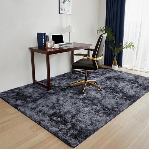 LIHUANE Flauschig-Weiche Teppiche Deko 270 x 360 cm Lauschige Oberfläche Kuscheliger Teppich Anti-Rutsch Rückseite für Terrasse Balkon Garten, Dunkelgrau von LIHUANE