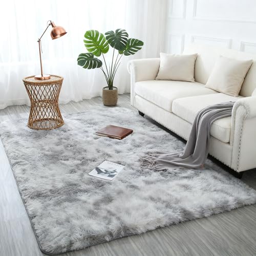 LIHUANE Hochflor Flauschig Teppich 310 x 340 cm Maschinenwaschbar Flauschiger Hochflor Teppich Pflegeleicht Und Robust für Schlafzimmer Kinderzimmer, Hellgrau von LIHUANE
