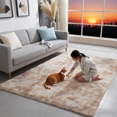 LIHUANE Kuscheliger Teppich 70 x 230 cm Maschinenwaschbar Weich Moderne Teppiche Matte Teppichen Langlebig Und Pflegeleicht für Wohnzimmer, Schlafzimmer Und Terrasse, Beige von LIHUANE