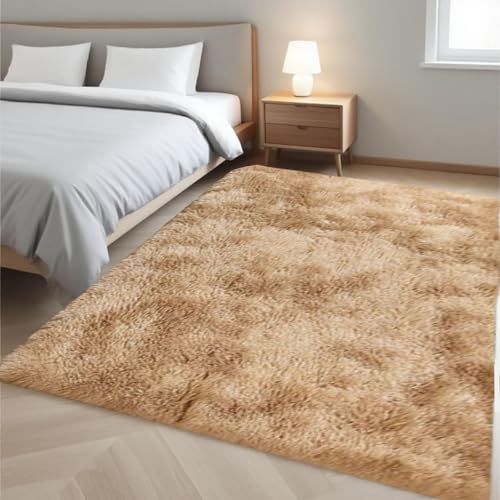 LIHUANE Shaggy Modern Flauschiger Fellteppich 190 x 340 cm Super Soft Hochwertiger Hochflor Langflor Teppiche Dekorationen für Schlafzimmer Kinderzimmer, Beige von LIHUANE
