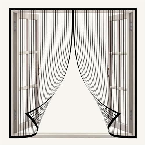 Magnetischer Fliegenvorhang 137 x 133 cm mit Klettverschluss Magnetfenster Fliegenvorhang Moskitonetz Automatisches Schließen für Küche Wohnzimmer Schlafzimmer, Schwarz von LIHUANE
