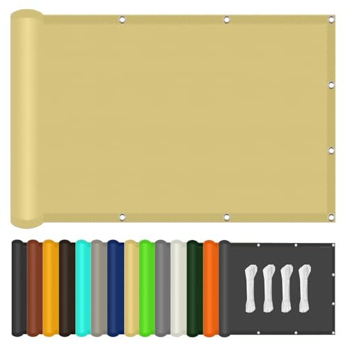 Sonnenschutz Markise 90 x 280 cm Wasserabweisend UV Schutz Uv-Schutz Schattiernetz im Viele Größe Und Farben für Außenbereiche Wie Garten Und Balkone, Terrasse, Creme Farben von LIHUANE