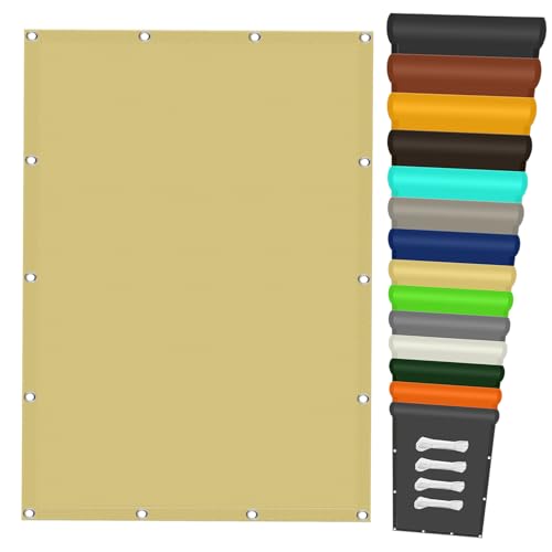 Sonnensegel Balkon Ohne Bohren 110 x 350 cm Wasserabweisend UV Schutz 98% UV Schutz Segeltuch Verschiedene Größen für Patio Hinterhof Rasengarten Outdoor-Aktivitäten, Creme Farben von LIHUANE