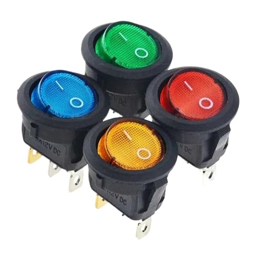 8 Stück KCD1 Ein/Aus 3-poliger 2-Positionen-Snap 20A 12V roter runder Boots-Wippschalter mit Haushalts-DIY-Ersatz(8pcs Red) von LIHWQ