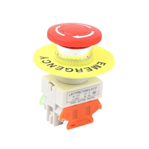 Roter Pilzkopf 1NO 1NC DPST Not-Aus-Druckschalter AC 660 V 10 A Schalterausrüstung Aufzug Aufzug Rastend Selbstverriegelung von LIHWQ