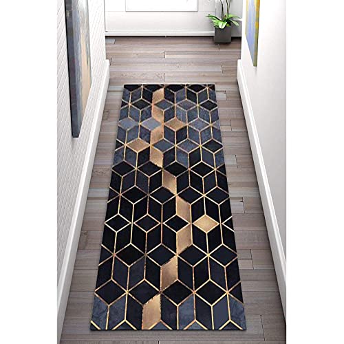 Korridor Teppich- Geometrische Flur Läufer Teppich, rutschfeste, Breite 80 cm / 100 cm / 140 cm erhältlich, Länge Anpassbare for Corridor (120×300cm) von LIHY