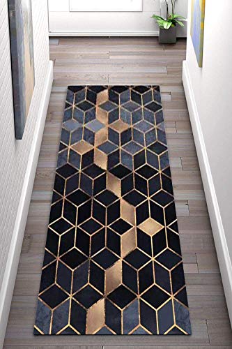 Korridor Teppich- Geometrische Flur Läufer Teppich, rutschfeste, Breite 80 cm / 100 cm / 140 cm erhältlich, Länge Anpassbare for Corridor (80×400cm) von LIHY