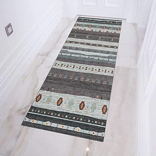 Korridor Teppich- Teppich Läufer für Flure rutschfest, Marokko Waschbar Schlafzimmer Boden Modernes Design Teppich für Küchentreppen, Breite 50cm/ 60cm/ 80cm/ 100cm/ 120cm(Size:80×100cm,Color:D) von LIHY