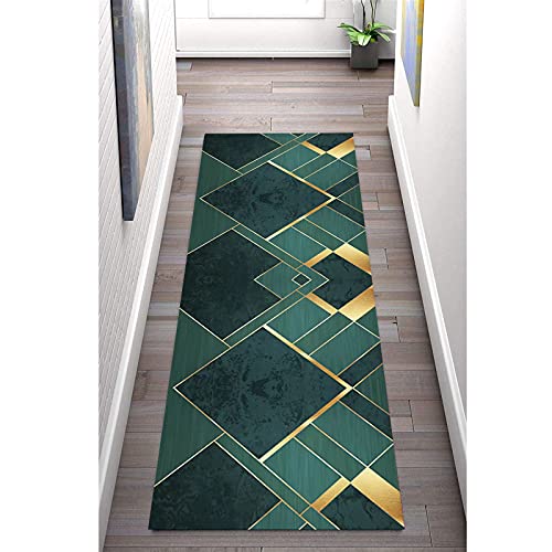 Läufer Teppich für Flur Indoor rutschfest Grün 40×60cm, Waschbar Polyester Langer Teppich für Küche Wohnzimmer, Breite 60cm/ 80cm/100cm/ 120cm von LIHY