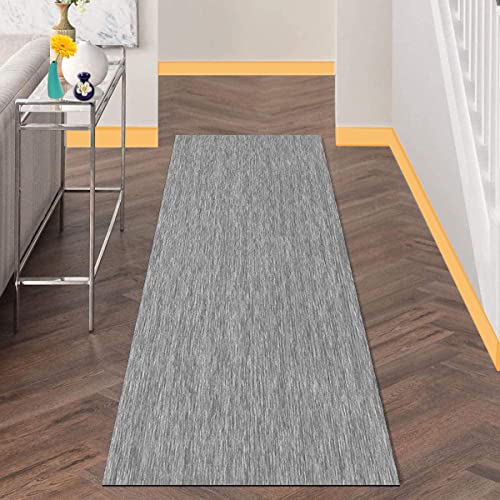 Teppich Läufer 80×300cm Korridor Teppich Modern Küchenteppich Graue Einfarbig Polyester Teppich Waschbar für Flur Schlafzimmer Wohnzimme, Länge Anpassbare von LIHY