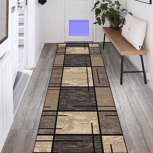 Teppich Läufer Flur 120×150cm rutschfest Waschbar Küchenläufer Flurläufer Lang Geometrisches Vintage Polyester Meterware Anpassbar Fur Schlafzimmer Wohnzimmer FußMat von LIHY