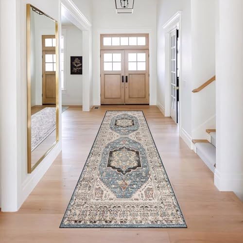 Teppich Läufer Flur 60×90cm, Modern Klassisch Grau Moderner Innendekor Teppich, Rutschfester Pflegeleicht, für Flure Küche Wohnzimmer von LIHY