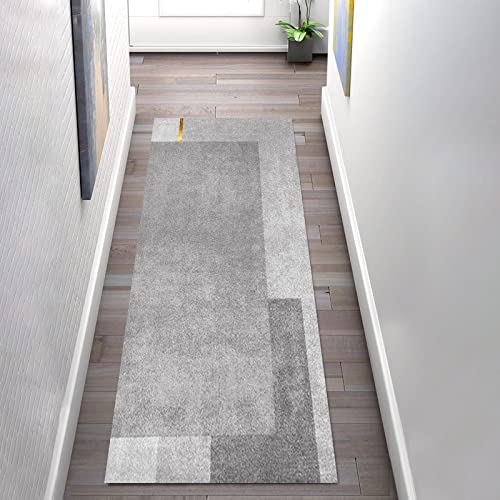 Teppich Läufer Flur Grau rutschfest 60×400cm Küchenteppich Waschbar Schlafzimmer Korridor Teppich Lang, Meterware Länge Anpassbare, 60cm/ 80cm/ 90cm/ 100cm/ 120cm Breit von LIHY