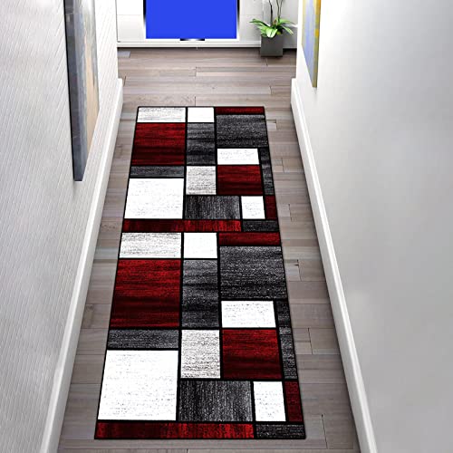 Teppich Läufer Flur Küche rutschfest Waschbar 80×250cm Grau Rot Geometrische Boho Bunter Modern Vintage Kücheläufer Teppichläufer Polyester Meterware Anpassbar Schlafzimmer Wohnzimmer Läufer Teppich Läufer Flur Küche rutschfest Waschbar 80×250cm Grau Rot Geometrische Boho Bunter Modern Vintage Kücheläufer Teppichläufer Polyester Meterware Anpassbar Schlafzimmer Wohnzimmer Läufer von LIHY