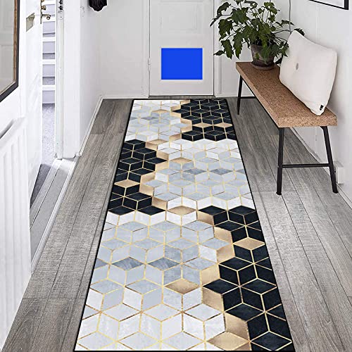 Teppich Läufer Flur rutschfest Meterware 80×250cm Geometrische Weiße Golden Raute 3D Modernes Einfach Bild Küchenläufer Flurläufer Lang Polyester Teppichläufer, für Korridor Schlafzimmer Wohnzimmer Teppich Läufer Flur rutschfest Meterware 80×250cm Geometrische Weiße Golden Raute 3D Modernes Einfach Bild Küchenläufer Flurläufer Lang Polyester Teppichläufer, für Korridor Schlafzimmer Wohnzimmer von LIHY