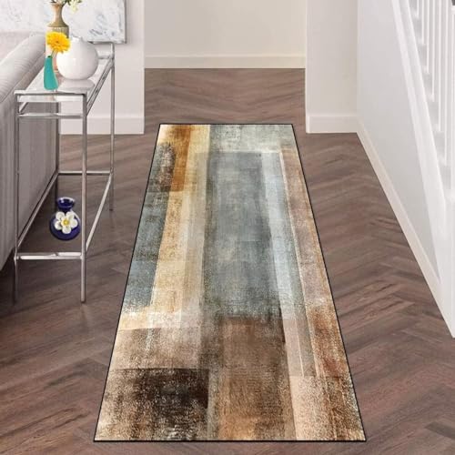 Teppich Läufer rutschfest 70×500cm, Korridor Teppich Moderner Geometrischer Küchenteppichläufer Polyester Teppich Waschbar für Flur Schlafzimmer Wohnzimme, Länge Anpassbare von LIHY