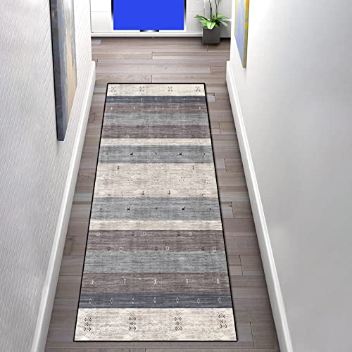 Teppichläufer Läufer für Küche rutschfest 140×300cm Klassischer Flurstreifen Aus Blauem Polyester Waschbar Schlafzimmer Muster Carpet für Wohnzimmer Büro Esszimmer, Anpassbar Teppichläufer Meterware von LIHY