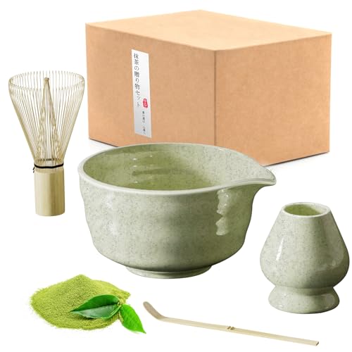 LIIGOU Matcha Whisk Set mit Matcha Besen, Matcha Schale, Besenhalter Aus Keramik, Matcha Löffel Matcha Ceremonial Grade Kit 4er Set Matcha Tee Japanisches LIIGOU Matcha Whisk Set mit Matcha Besen, Matcha Schale, Besenhalter Aus Keramik, Matcha Löffel Matcha Ceremonial Grade Kit 4er Set Matcha Tee Japanisches von LIIGOU