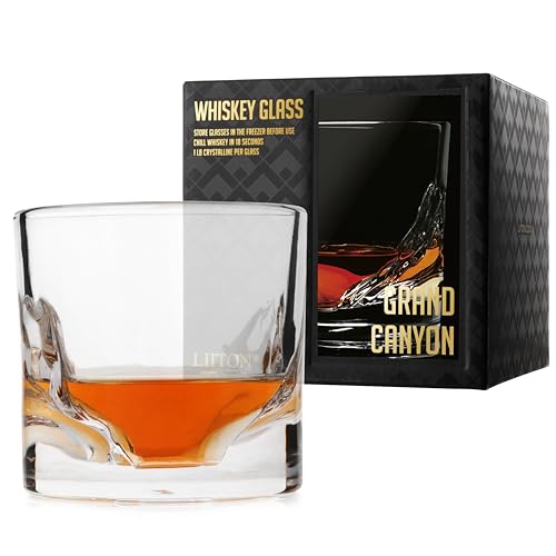 LIITON Whisky Gläser aus Kristallglas, Tumblergläser, Geschenke für Männer für Cocktails, Gin, Bourbon, Rum, Trinkgläser Geschenkset (Grand Canyon 1er Set Gläser) von LIITON