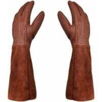 Gartenhandschuhe – Paar Gartenhandschuhe – Lederschutz – Dornen- und Brombeerhandschuhe – Braun – Größe M von LIIYIELA