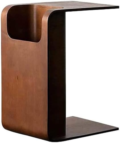LIJBDDM C-förmiger Beistelltisch aus Holz, rustikaler Beistelltisch für Sofa, Couch, Holzbetttisch, kleiner Snack-Beistelltisch, moderner Couchtisch mit Stauraum (Größe: 45 x 35 x 60 cm, Farbe: Natur) von LIJBDDM