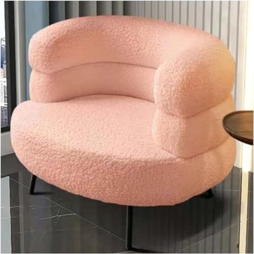 LIJBDDM Moderner Akzentstuhl, Einzelbett, kuscheliges Sherpa-Sofa für Schlafzimmer, Salon und Büro, geschwungenes Design, Rückenlehne, Lese-Couch-Stuhl (Farbe: Rosa) von LIJBDDM