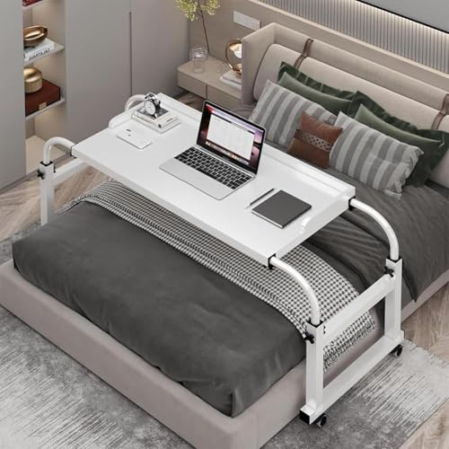 LIJBDDM Rolling Overbed Table with Wheel,Überbetttisch Mit Rollen Computertisch Fauler Multifunktionsschreibtisch Für Wohnzimmer Funktioniert Als Laptopwagen Computertisch Betttisch(Color:weiß) von LIJBDDM