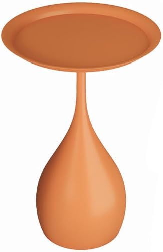 LIJBDDM Runder Beistelltisch aus Metall mit stabilem Sockel, 39,9 cm, Anti-Sturz-Kanten, moderner, platzsparender Akzenttisch (Farbe: Orange) von LIJBDDM
