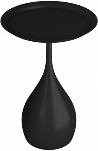 LIJBDDM Runder Beistelltisch aus Metall mit stabilem Sockel, 39,9 cm, Anti-Sturz-Kanten, moderner, platzsparender Akzenttisch (Farbe: Schwarz) von LIJBDDM